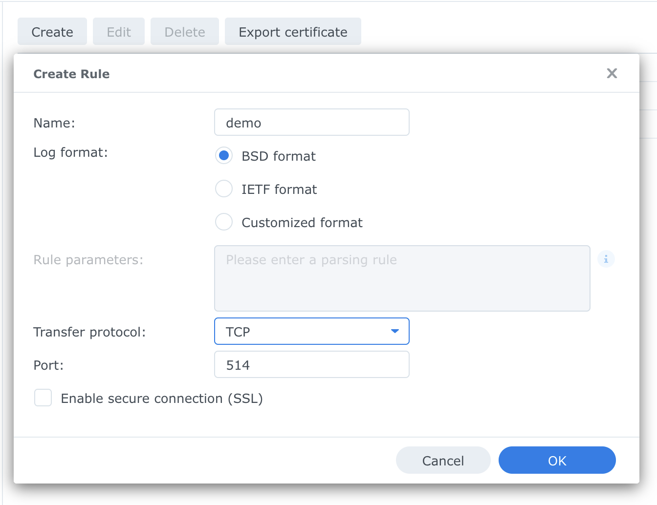 configure log center
